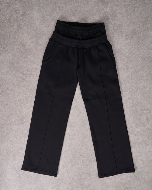 Pantalone a vita doppia con 1/1 Script-Nero