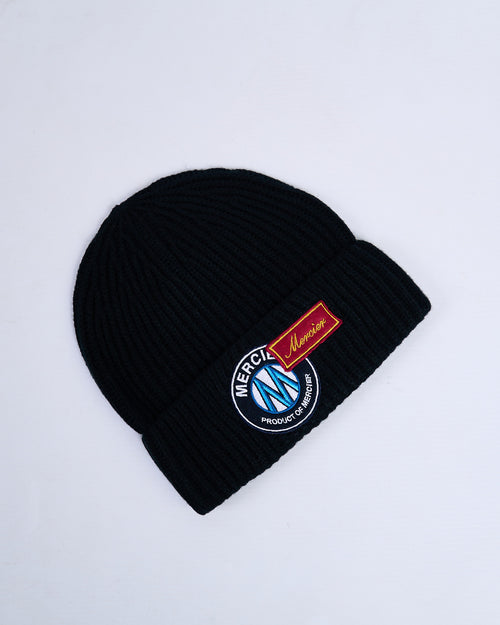 Black AND Badge Ribbed Beanie