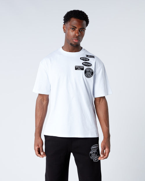 White Mono Badge Drop Tshirt