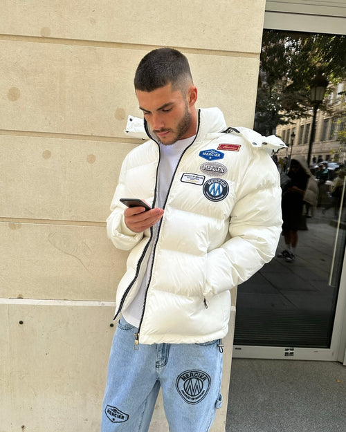 Blouson matelassé blanc ET Badge.