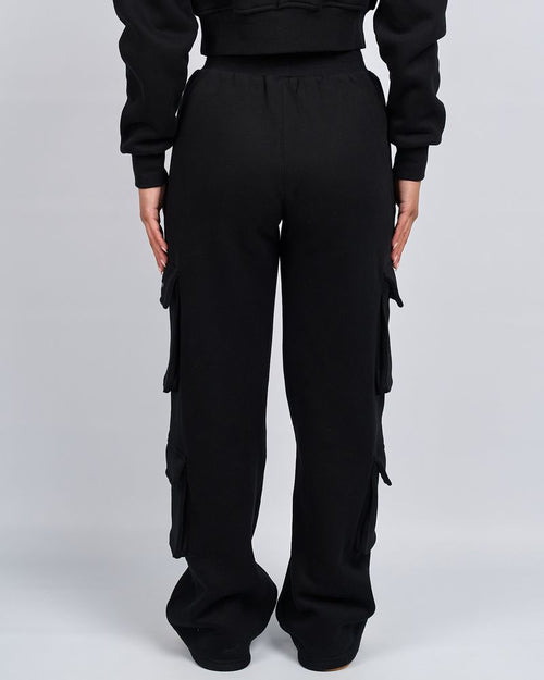 Pantalones de carga de mujer negro Signature Jersey