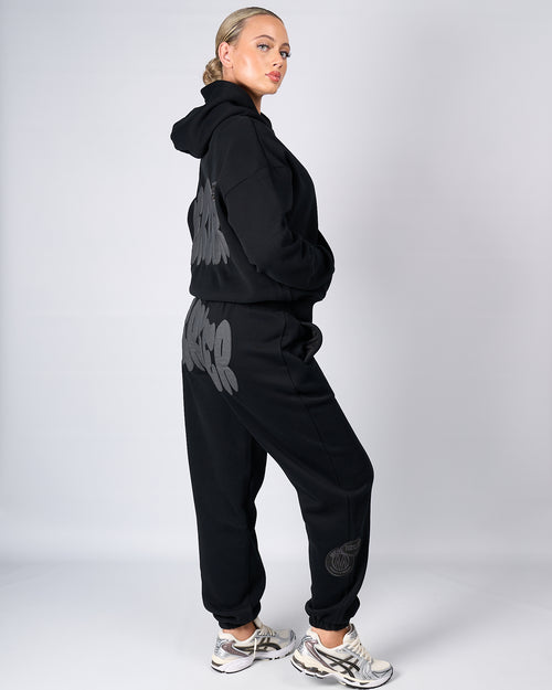 Womens Black Charcoal Bubble Jogger