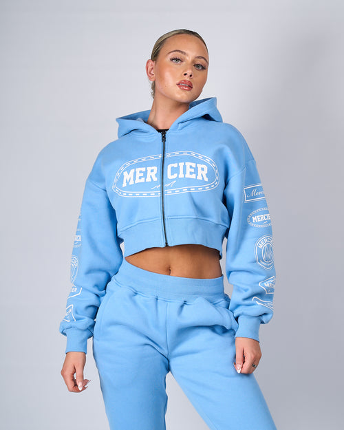 Mujer Azul Blanco Compton Zip Hoodie