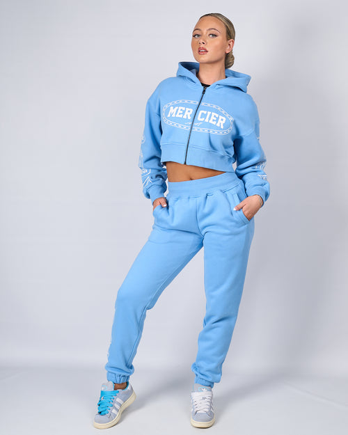 Mujer Azul Blanco Compton Zip Hoodie