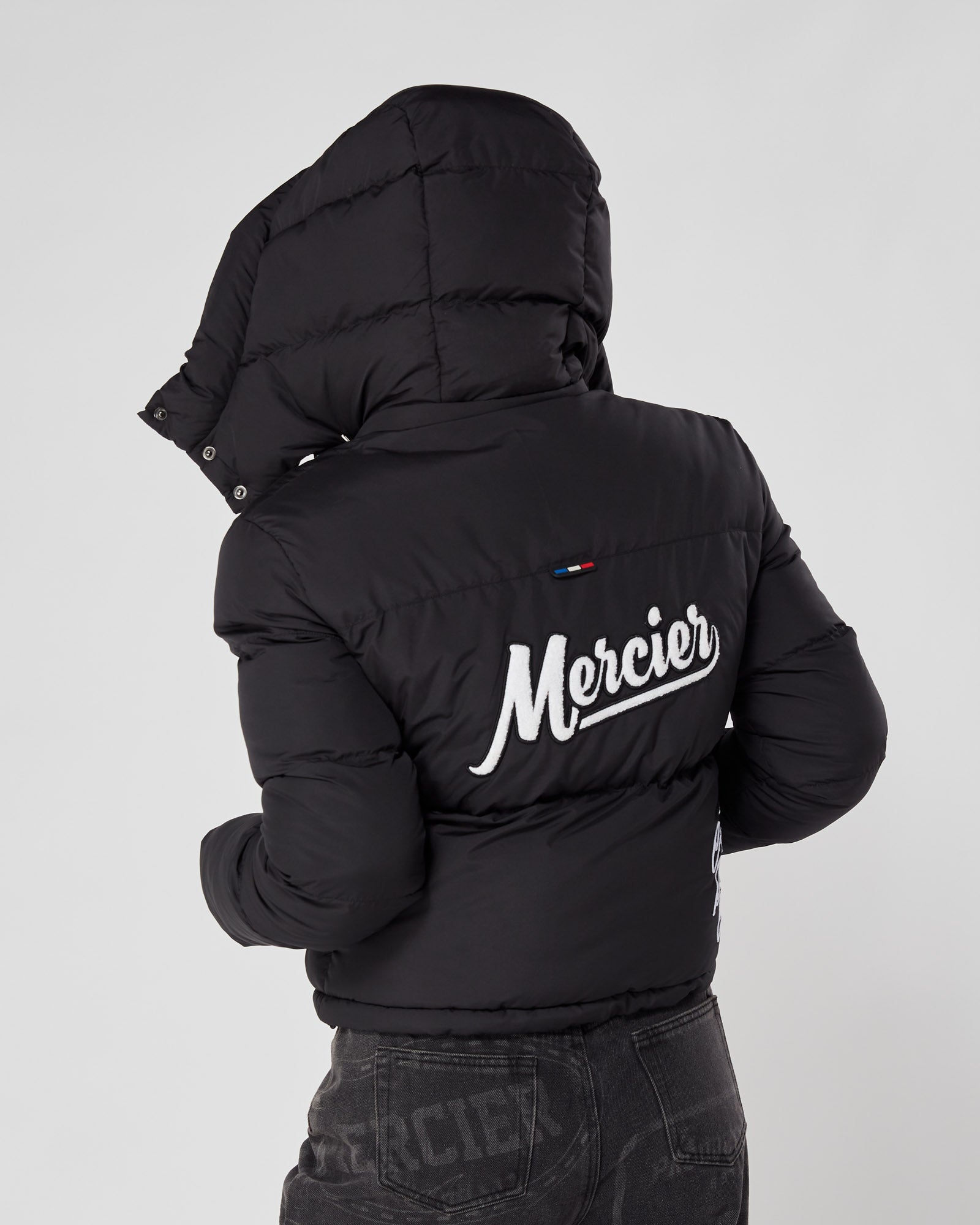 Womens Black OG Cropped Puffer Jacket – MERCIER