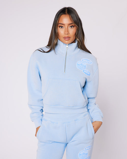 Mujer Washed Blue OG Quarter Zip