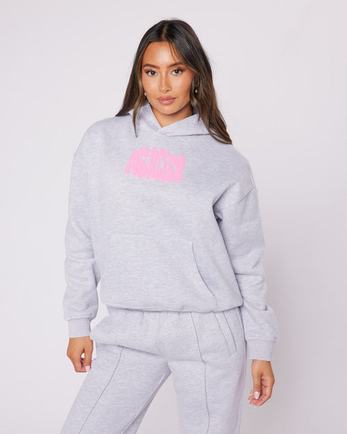 Womens Grey Pink Bubble Hoodie