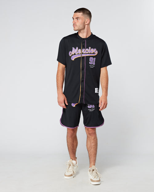 Black Purple Emerson Baseball Shorts