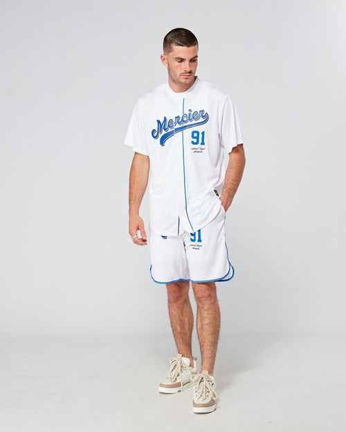 Hvit blå Mercier Emerson Baseball Shorts