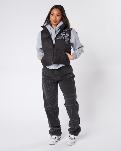 Mujer Negro Mono Badge Gilet