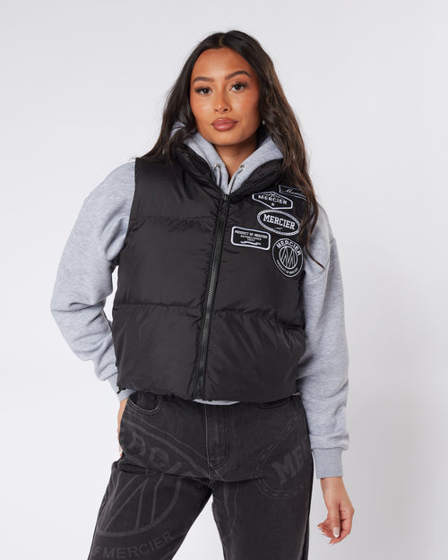 Mujer Negro Mono Badge Gilet