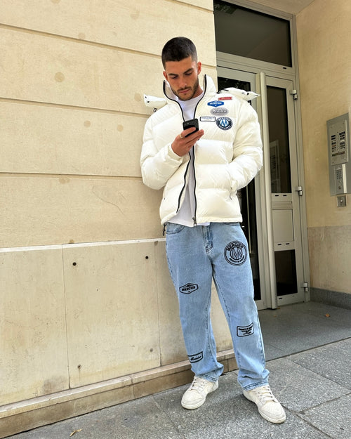 Blouson matelassé blanc ET Badge.