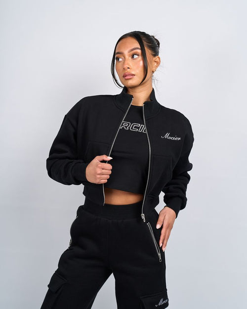 Blouson de survêtement en jersey Signature noir pour femme