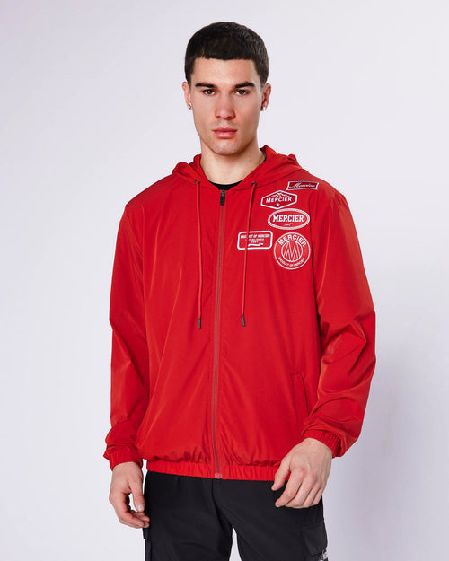 Red Mono Badge Windbreaker