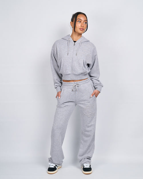 Mujer Gris Marl OG Badge Raw Joggers