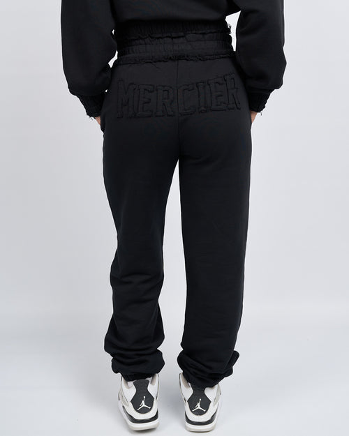 Womens Black Distressed Joggers