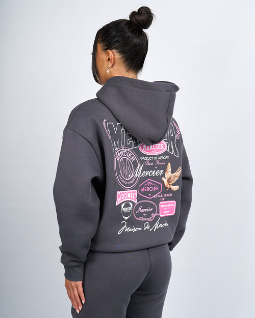 Womens Charcoal Pink Multi Tour Hoodie