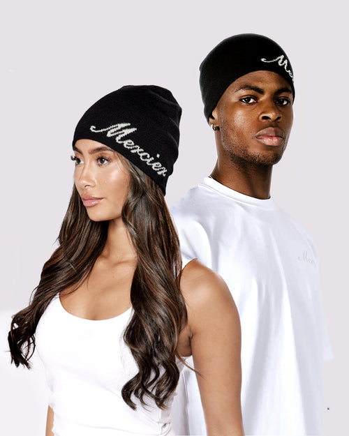 Black Mercier Script Beanie