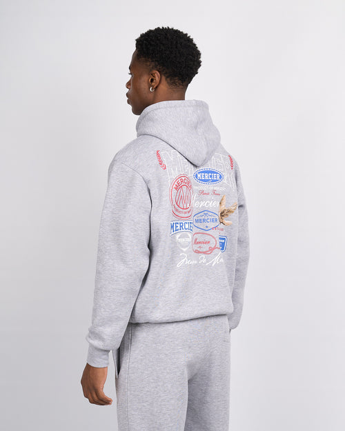 Sweat à Capuche Multi Tour Gris Marl