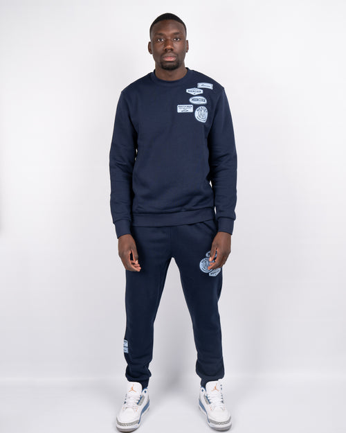 Navy Sky Tonal Badge Crewneck