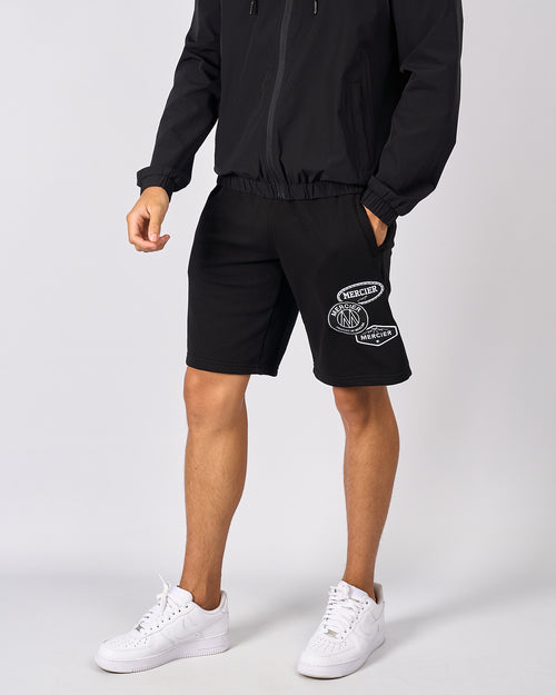 Negro Blanco Mono Badge Shorts