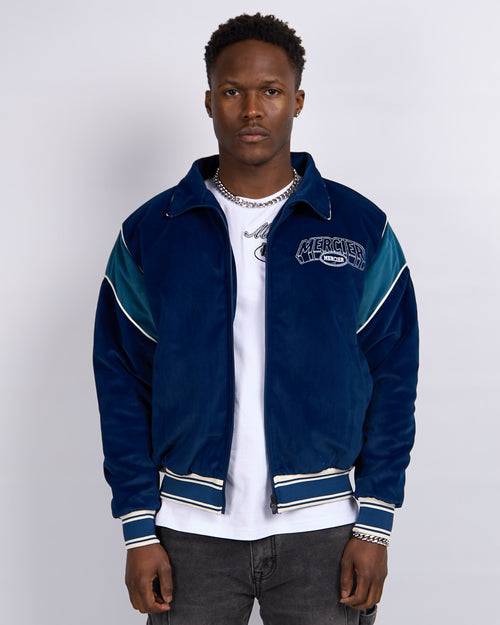 Navy Mercier Court Velour Track Topp