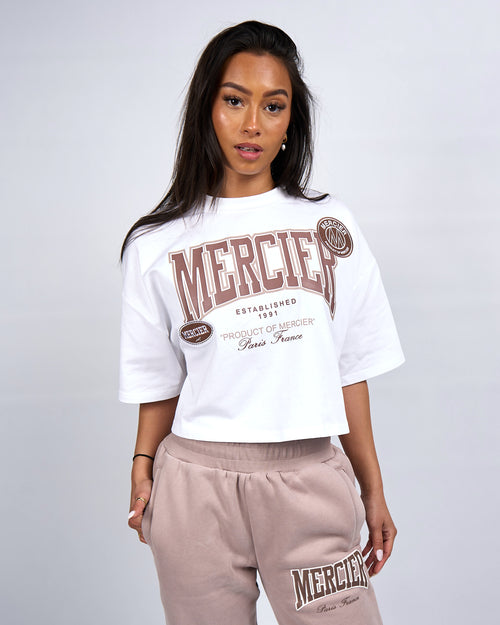 Womens White Kansas Cropped Tshirt