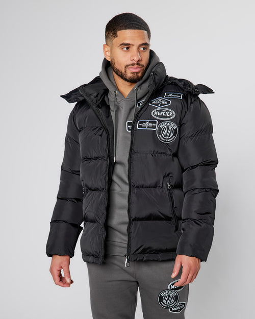 Black Mono Badge Puffer