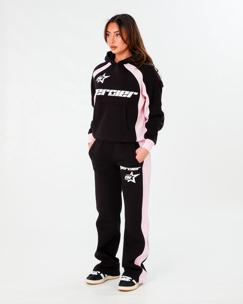 Women's Black Pink Sporty Hoodie