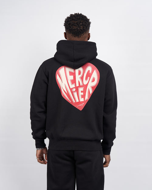 Sweat à capuche noir Mercier Heart