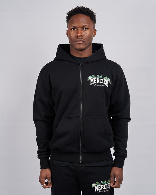 Svart Botanic Court Zip Hoodie Zip